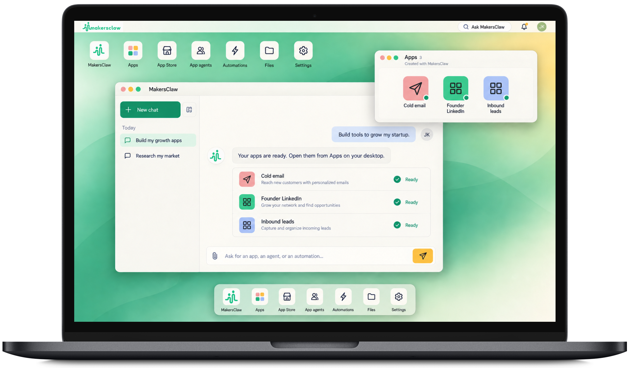 MakersClaw running on a MacBook